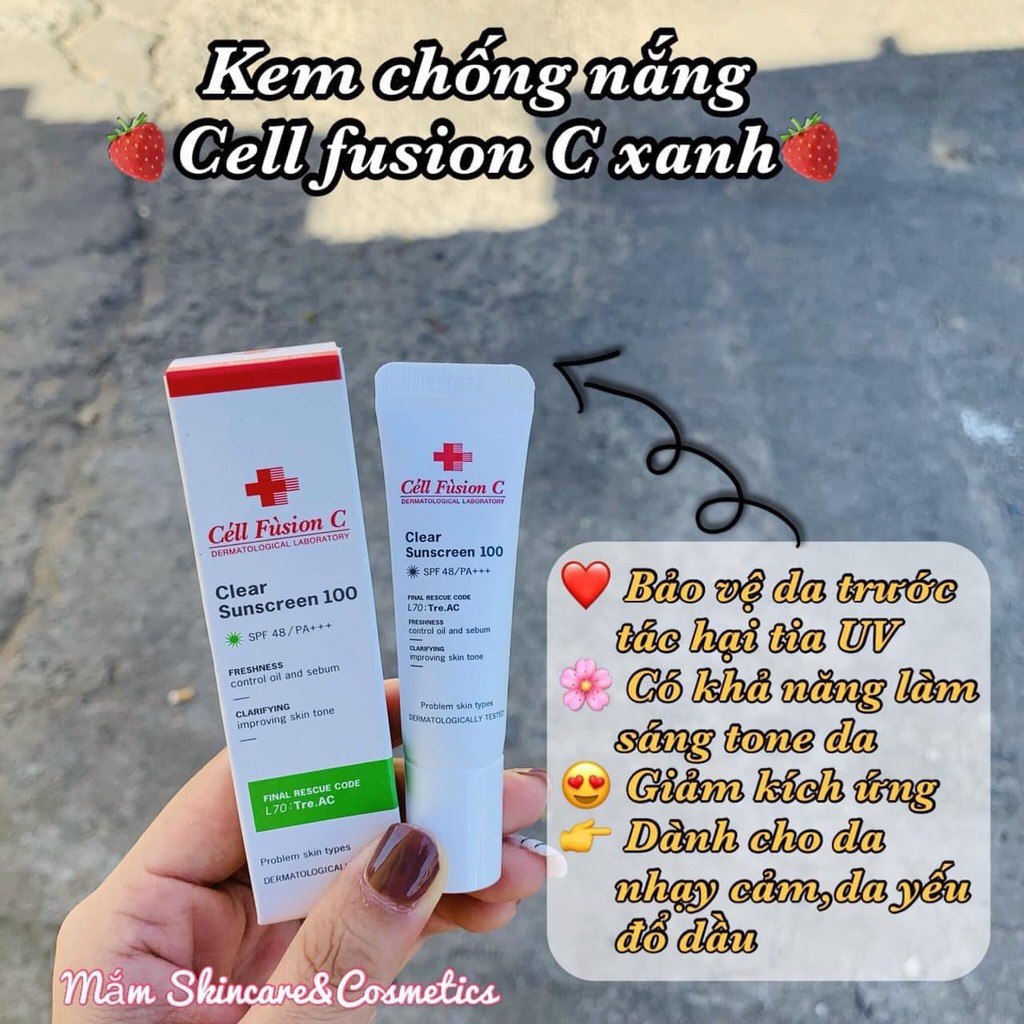 Kem chống nắng Cell Fusion C Clear Sunscreen 100 (màu xanh)