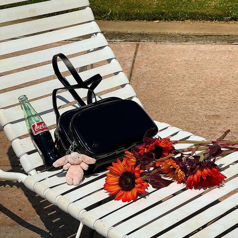 Balo da màu đen bóng thủ công phong cách Hàn Quốc cho nữ