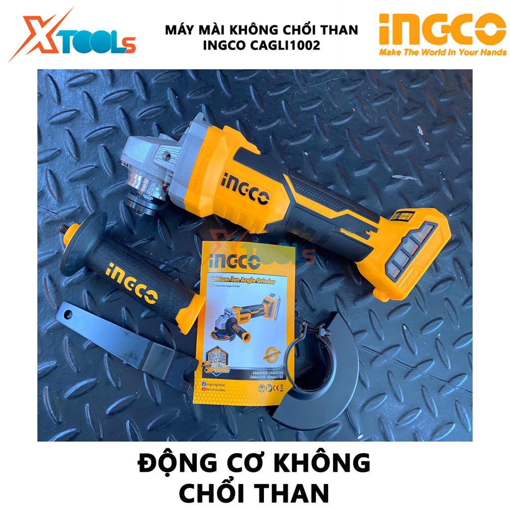 Máy mài góc INGCO KHÔNG CHỔI THAN, điện thế 20V, đường kính đĩa cắt 100mm, cốt M10, không kèm pin và sạc [CHÍNH HÃNG]