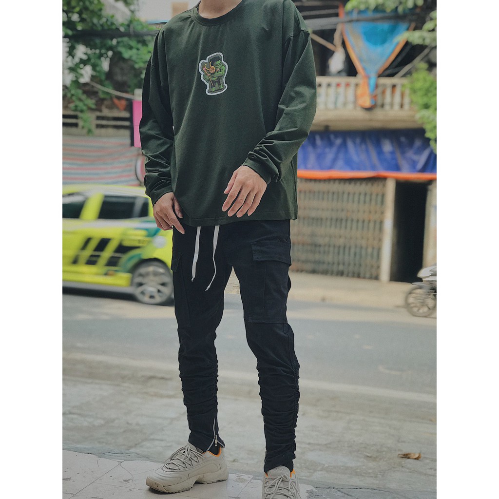 Áo thun dài tay màu xanh bộ đội -5 mẫu (T.A.S Clothes)