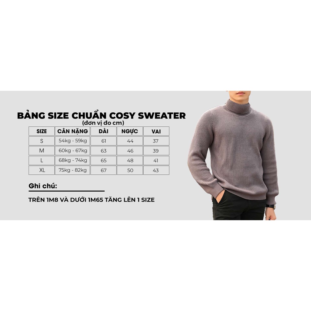 Áo len cổ lọ Cosy Sweater nam The Gmen thiết kế đơn giản, chất liệu len cao cấp