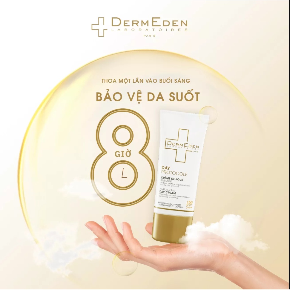 Kem Chống Nắng SPF50 PA+++ kết hợp dưỡng da ban ngày cho da dầu DERMEDEN chống lão hóa,dưỡng ẩm 4 trong 1 3ml