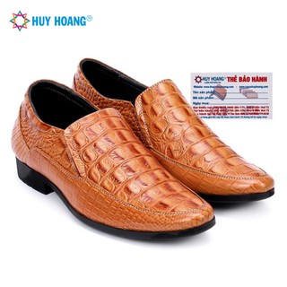Giày nam da bò vân cá sấu màu vàng LS7130
