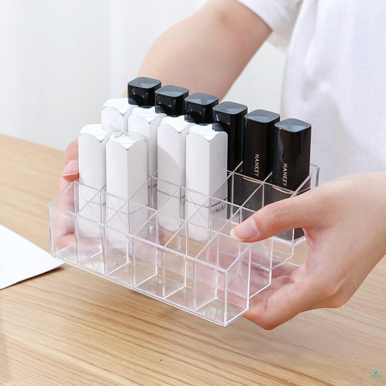 Khay đựng son 24 ô giúp đựng đồ mỹ phẩm, son, đồ trang điểm gọn gàng dành cho các bạn nữ