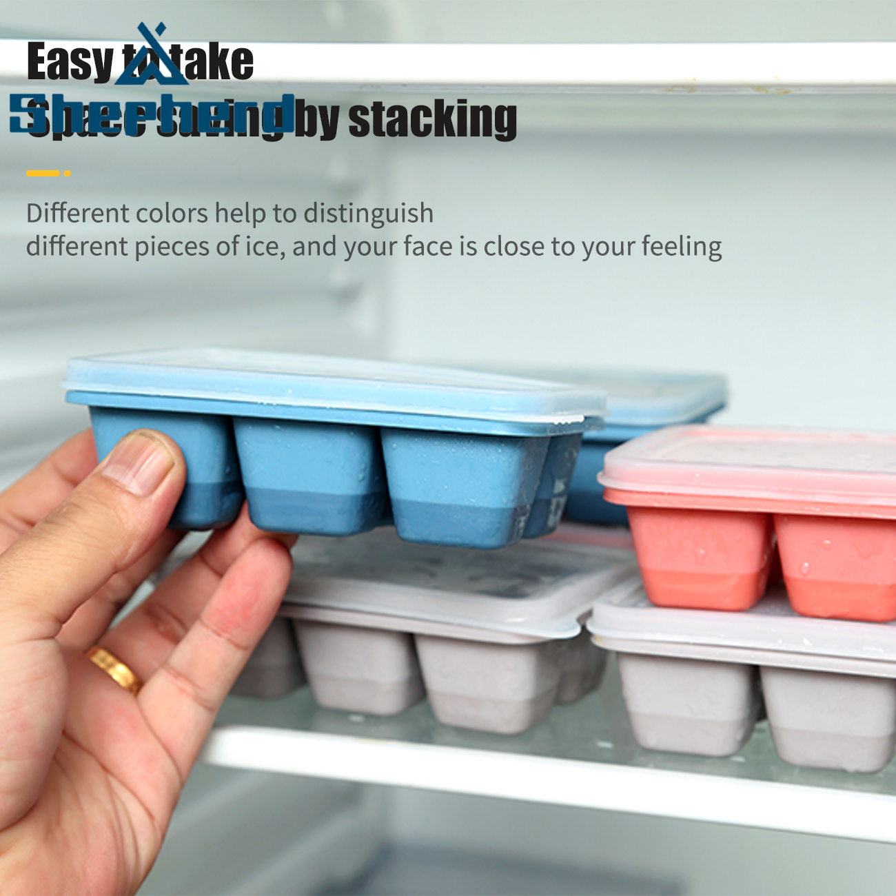 Shepherd 3 pcs 6Grids Sealed Stacked Simple Operation Temperature Resistance Mould Ice Tray