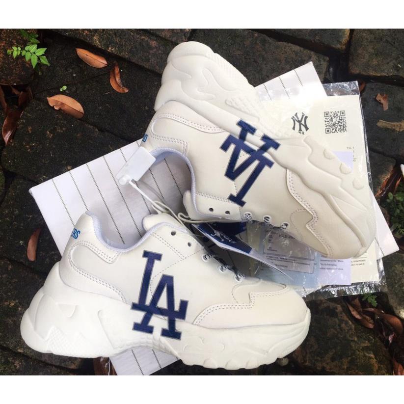 Giày độn đế MLB la trắng chữ xanh. Giày thể thao sneaker nam nữ hot trend tăng chiều cao Full Box Bill