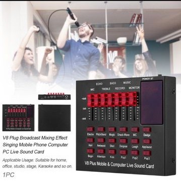 [SIÊU RẺ] Soundcard V8 PLUS Quốc Tế , livestream , live bigo- nâng cấp âm thanh lên một tầm cao mới