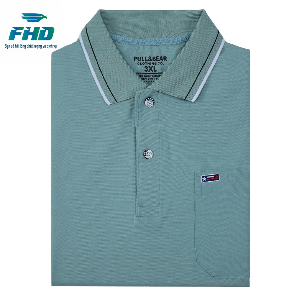 Áo Thun Polo Nam Ngắn Tay Cổ Sọc Có Túi Chất Vải Co Giãn Bền Màu có size cho người 90kg FHDA015_4