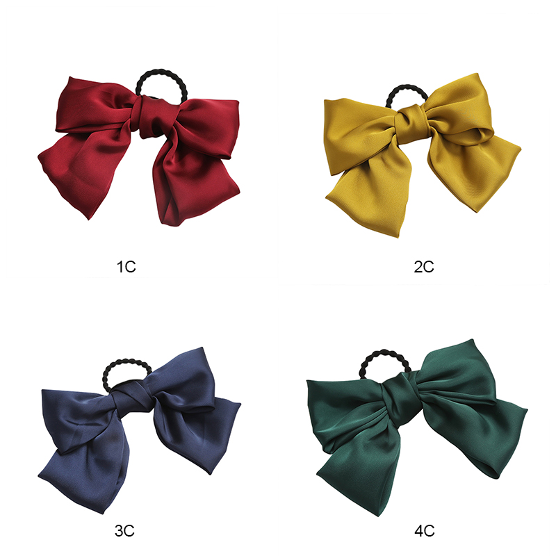 Dây buộc tóc vải satin màu trơn phong cách Nhật Bản