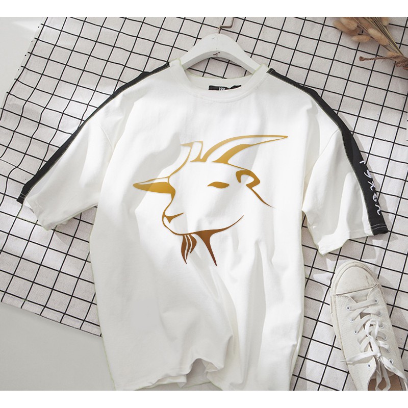 Áo thun Cotton Unisex - 12 Con Giáp - Tuổi Mùi - Biểu tượng dđầu dê màu vàng