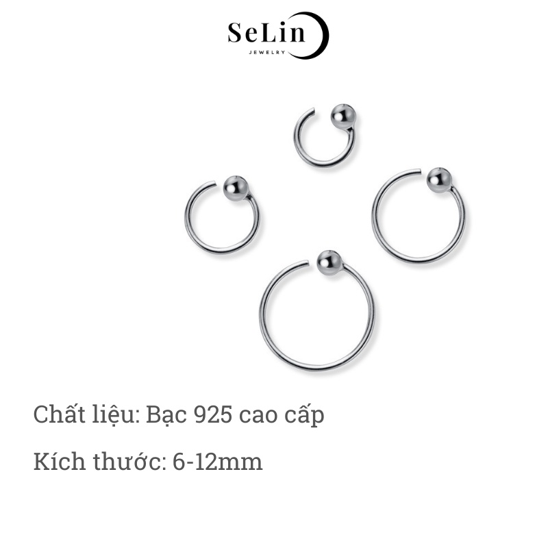 Khuyên tai bông tai bạc nữ 925 cao cấp móc đơn giản cá tính SELIN JEWELRY