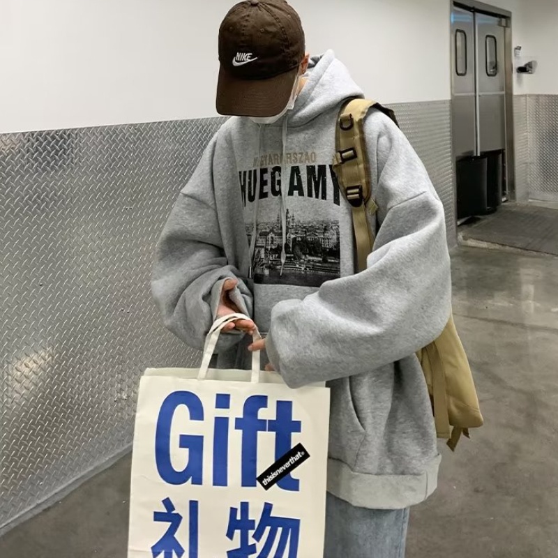 Áo Hoodie Dáng Rộng Có In Chữ Thời Trang Phong Cách Hàn Quốc Cho Nam