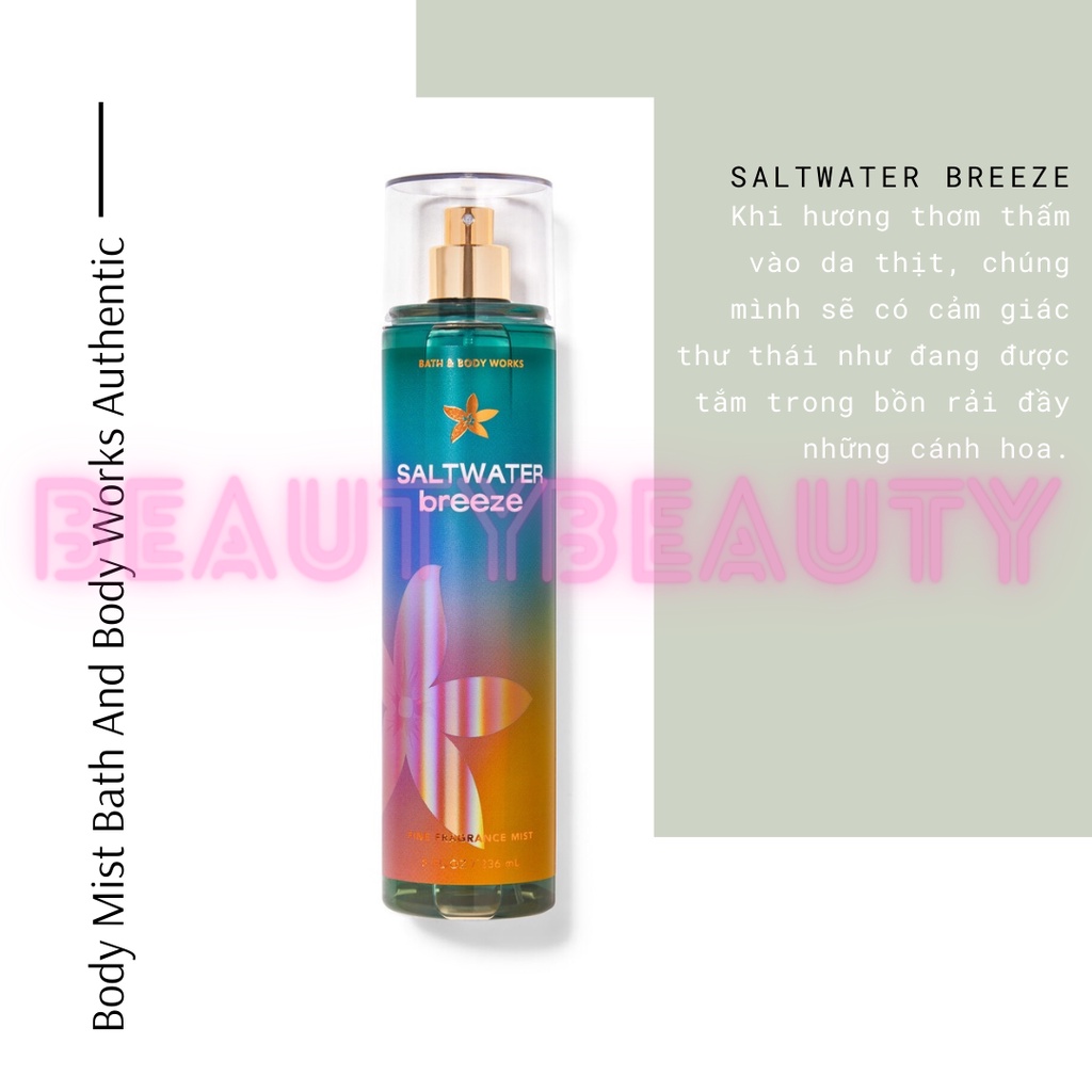 🎀Xịt thơm Body mist Bath & Body Works Saltwater Breeze