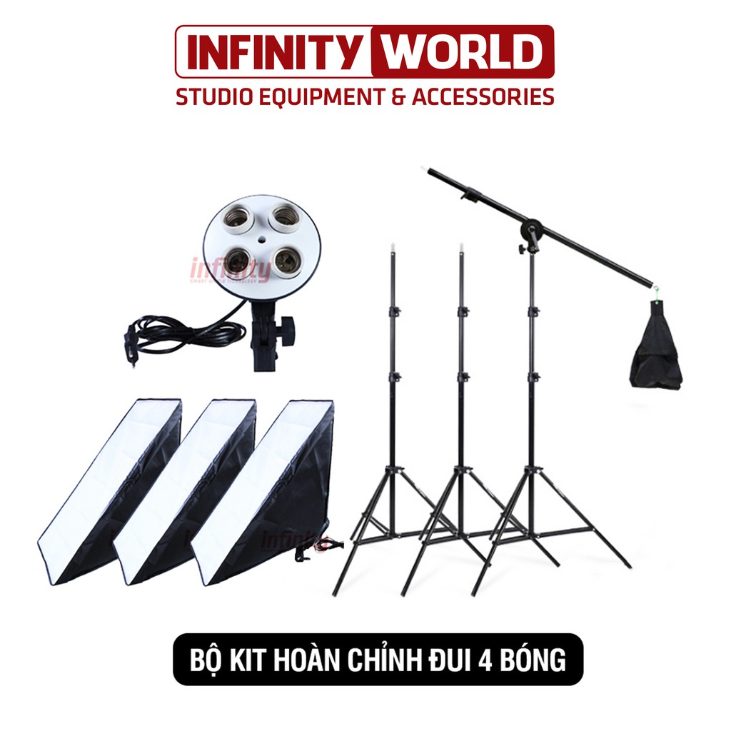 [Mã 44ELSALE2 giảm 7% đơn 300K] Bộ kit chụp sản phẩm, quay phim đui 4 bóng - Chụp ảnh Studio, quay video, livestream...