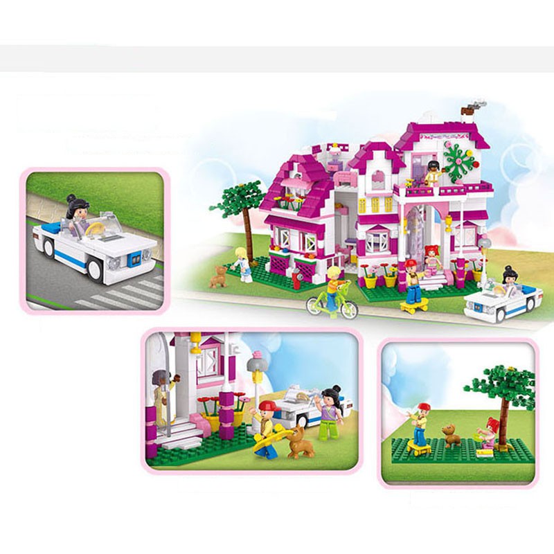 (sẵn hàng) Đồ chơi xếp hình lắp ráp lego friends biệt thự gia đình Villa Building Blocks 726pcs Sluban 0536