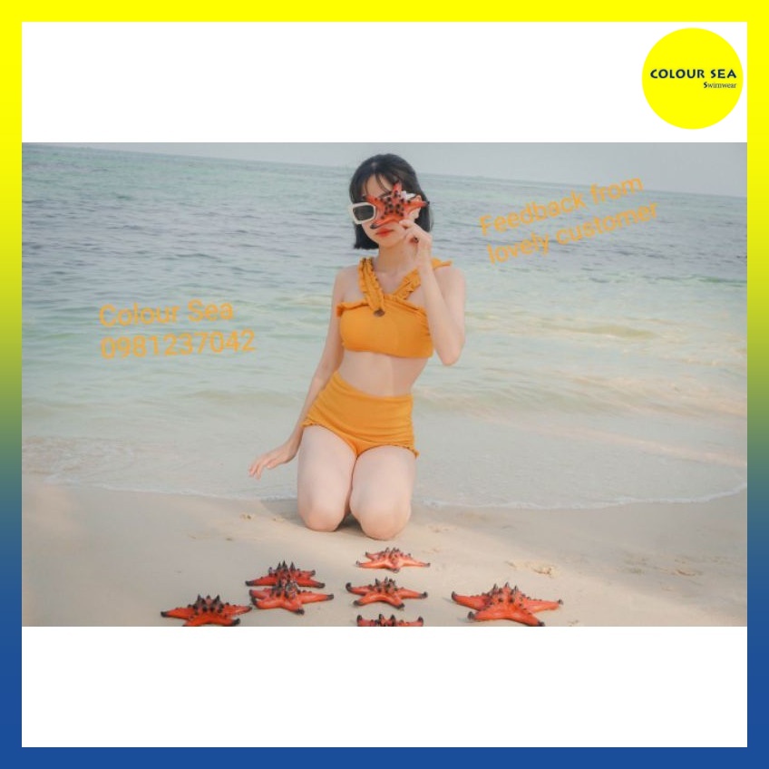 Bikini Vàng Cam 2 mảnh cạp cao (hàng quãng châu) | BigBuy360 - bigbuy360.vn