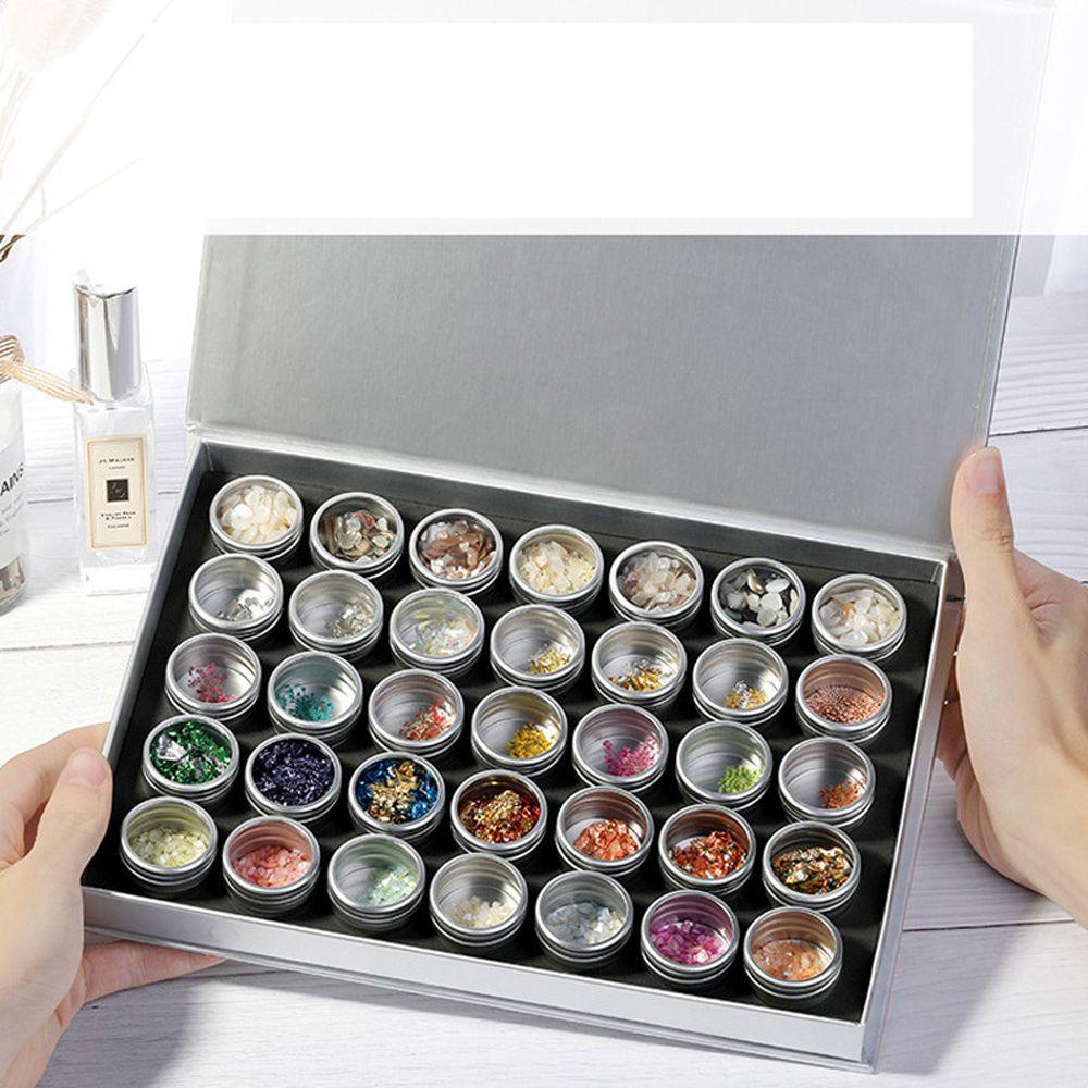 MOCHO Hộp Đựng Trà / Trang Sức / Móng Tay Hình Tròn Cỡ Nhỏ Đính Kim Sa Lấp Lánh Tiện Dụng