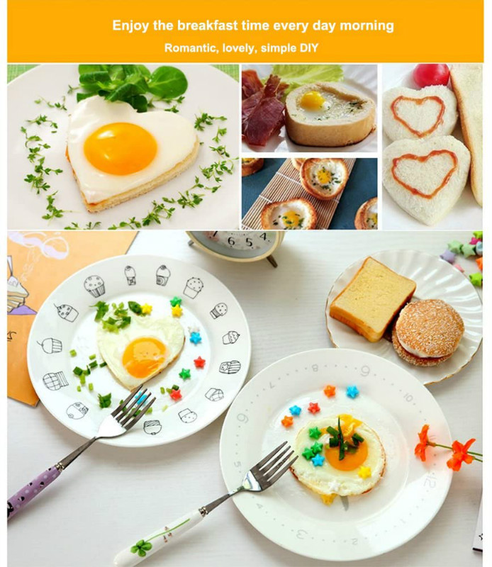 JOSMOMO 5 hình dạng bằng thép không gỉ omelet pancake shader khuôn trứng tráng khuôn omelet dụng cụ nấu ăn phụ kiện nhà bếp