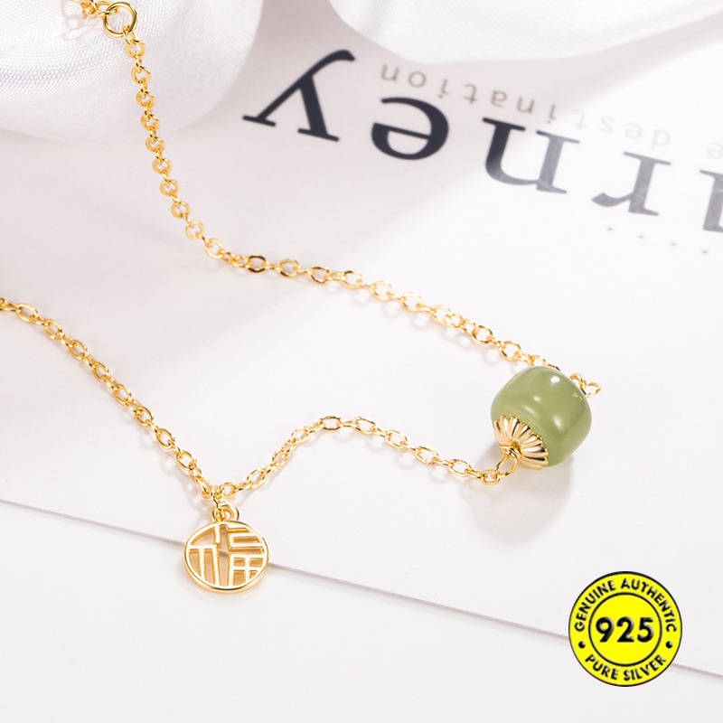 Mới Vòng Tay Mạ Vàng 18K Đính Hạt Ngọc Bích