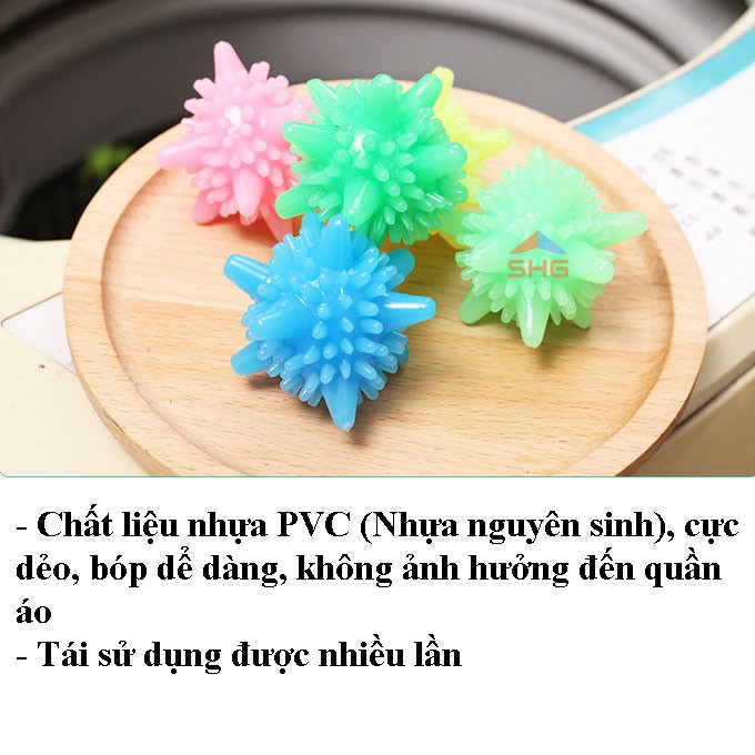 COMBO 10 BÓNG GIẶT HOÀNG GIA GAI NHÍM CAO CẤP, KÍCH THƯỚC 5 CM, CHẤT LIỆU MỀM DẺO