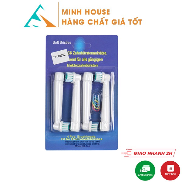 Set bộ 4 đầu bàn chải đánh răng điện cho máy Oral B thay thế, lông mềm  Minh House
