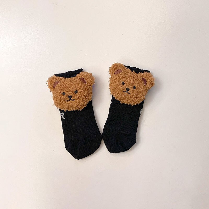 Đôi Vớ Cotton Dày Mềm Ấm Áp In Hình Gấu Bông Dễ Thương Cho Bé