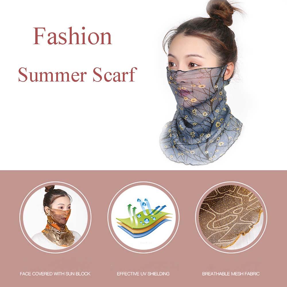 Khăn voan quàng cổ họa tiết hoa xinh xắn dành cho nữ