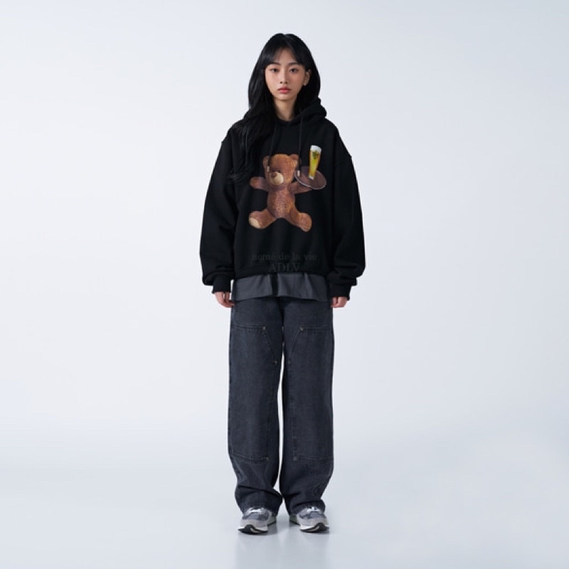 [Nỉ bông cao cấp] Áo hoodie ADLV in hình gấu bông bưng bia