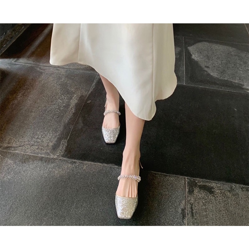 Giày slingback mũi vuông quai đính đá ✨ MUST - HAVE
