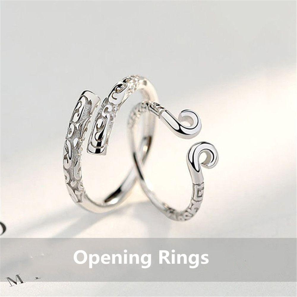 FUTURE Retro Opening Rings Men Sterling|Couple Rings Women Feathers Wedding High-quality Jewelry Gifts