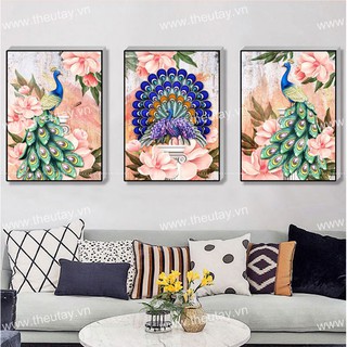 Tranh Đính Đá ABC 3D Khổng Tước Đại Phú Quý DF2819 (KHÁCH TỰ ĐÍNH) KT:150X65CM
