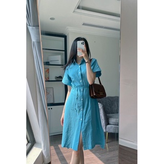 DEVONT DRESS - Váy linen dáng suông dài thắt eo REGEN