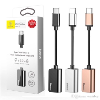Đầu chuyển Type C sang Audio 3.5mm & Type C Baseus L40 (12cm Type C Male to Type C Female + 3.5mm Female Adapter)
