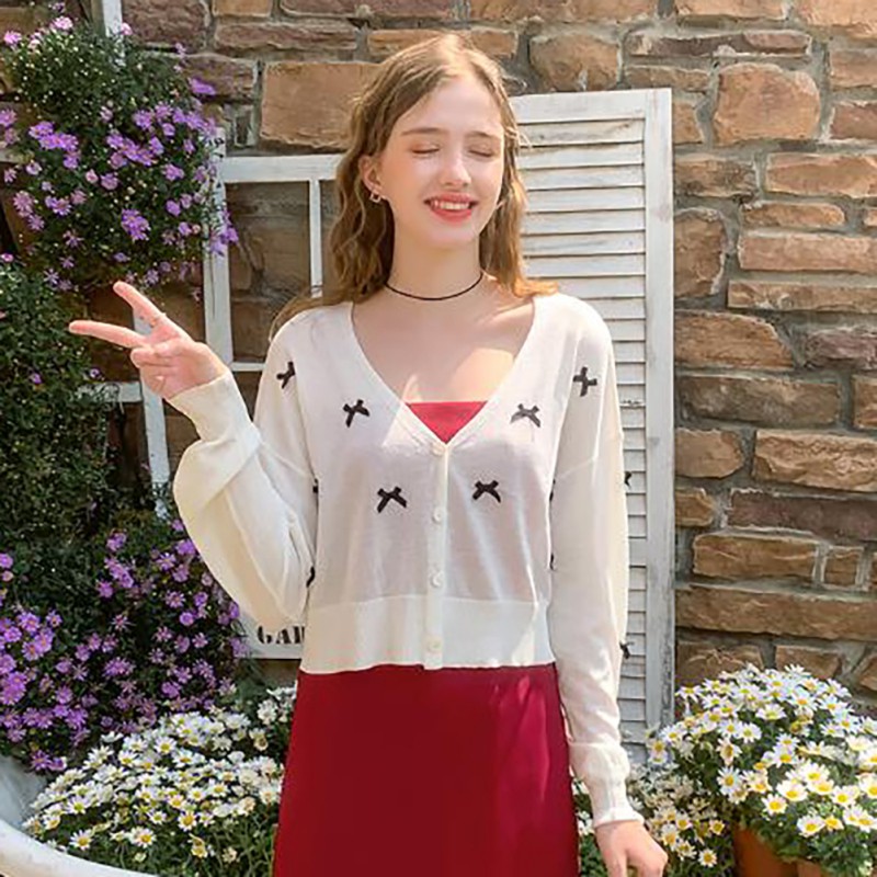 Korean Fashion Wild Retro Little Knitted Cardigan Long-sleeved Slim Sunscreen Cardigan