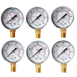Đồng Hồ Đo Áp Suất 40mm 1/8 Bspt Dọc 15/30/60.100/160 200/ 300 Psi & Bar