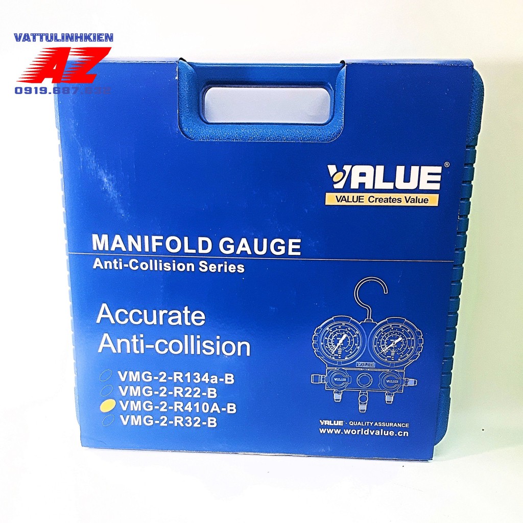 Bộ đồng hồ nạp gas R410 đôi VALUE VMG-2-R410A-B