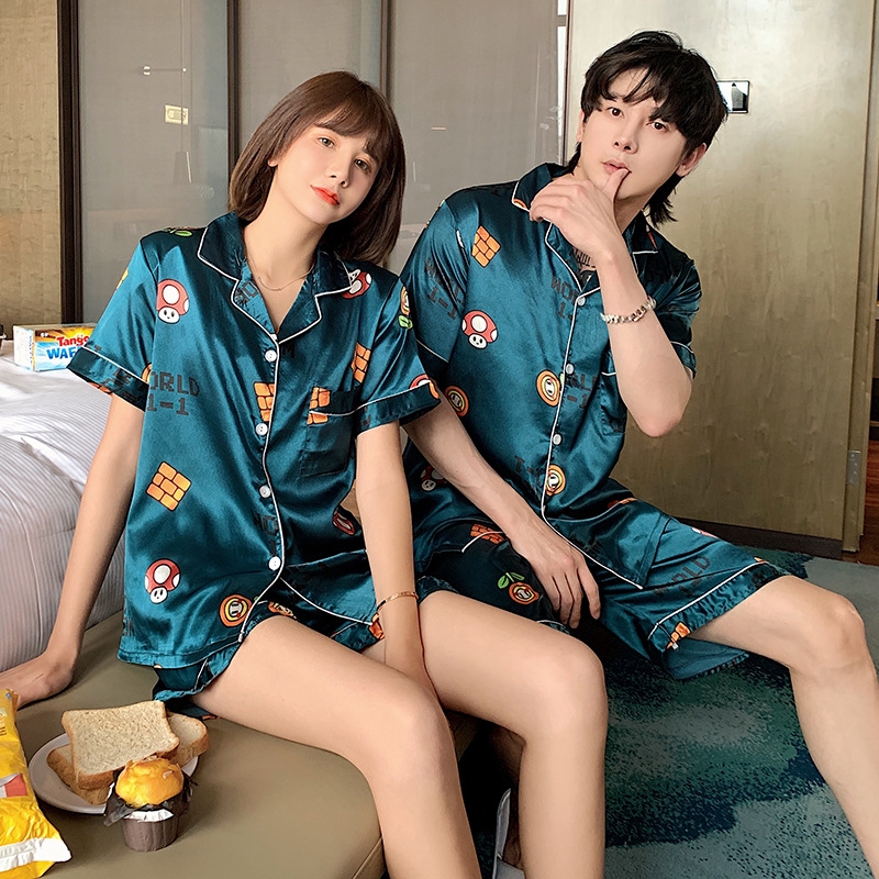 Bộ Đồ Ngủ Lụa Ngắn Tay Cho Cặp Đôi Y2520-1 | BigBuy360 - bigbuy360.vn