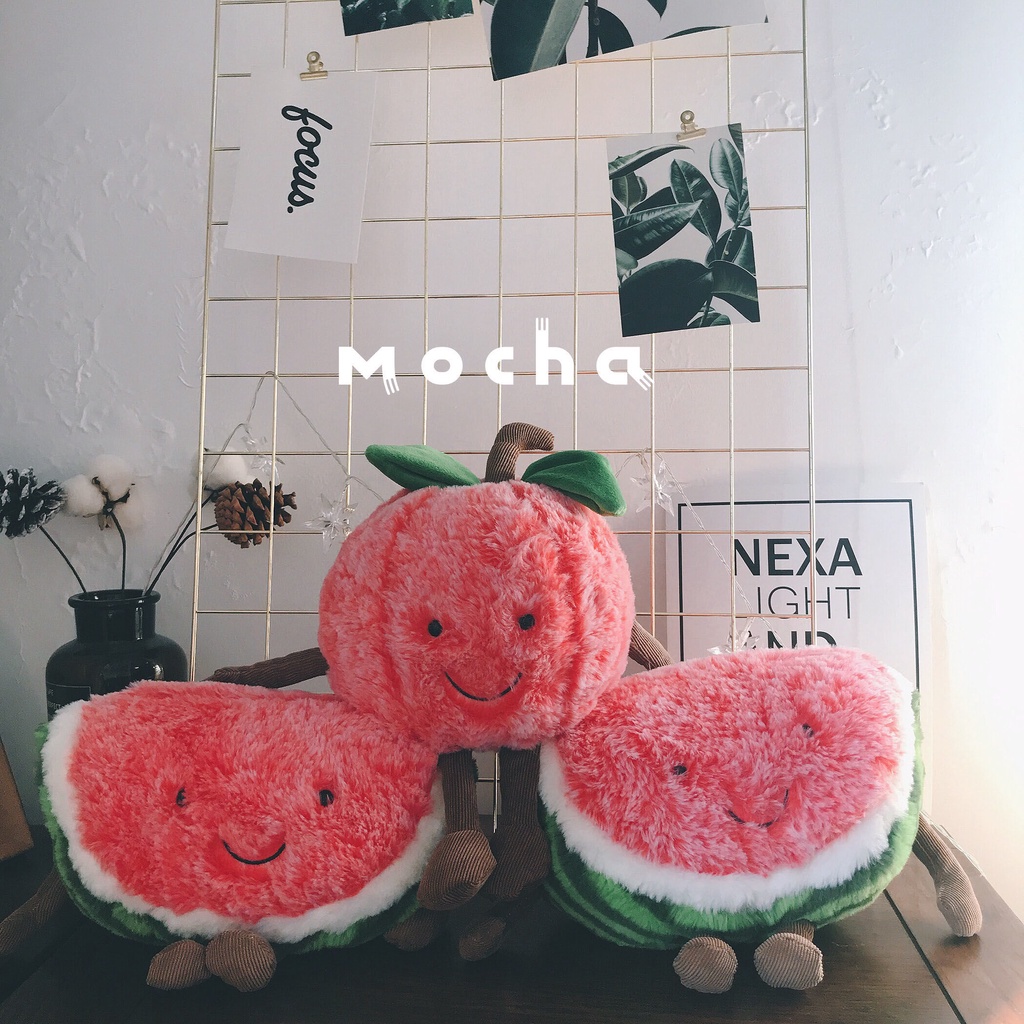 Gối ôm nhồi bông siêu mềm hình quả cherry đáng yêu Dưa hấu gối Gối gối hình dưa hấu Một con búp bê