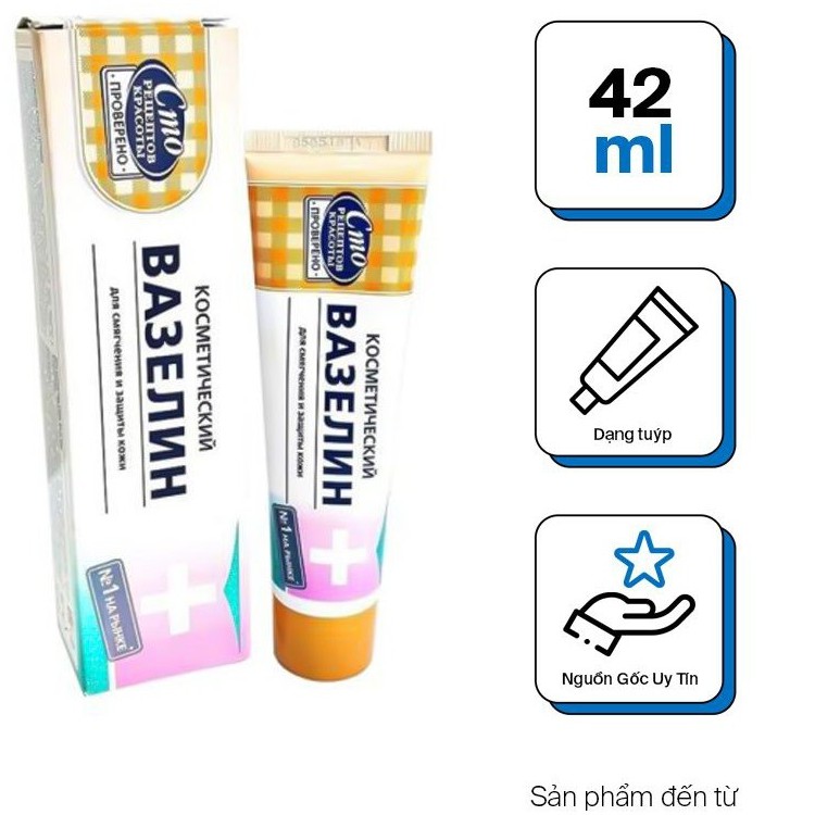 Kem chống nẻ Vaseline Nga dạng tuýp làm mềm môi, cải thiện môi khô và nứt nẻ 42ml