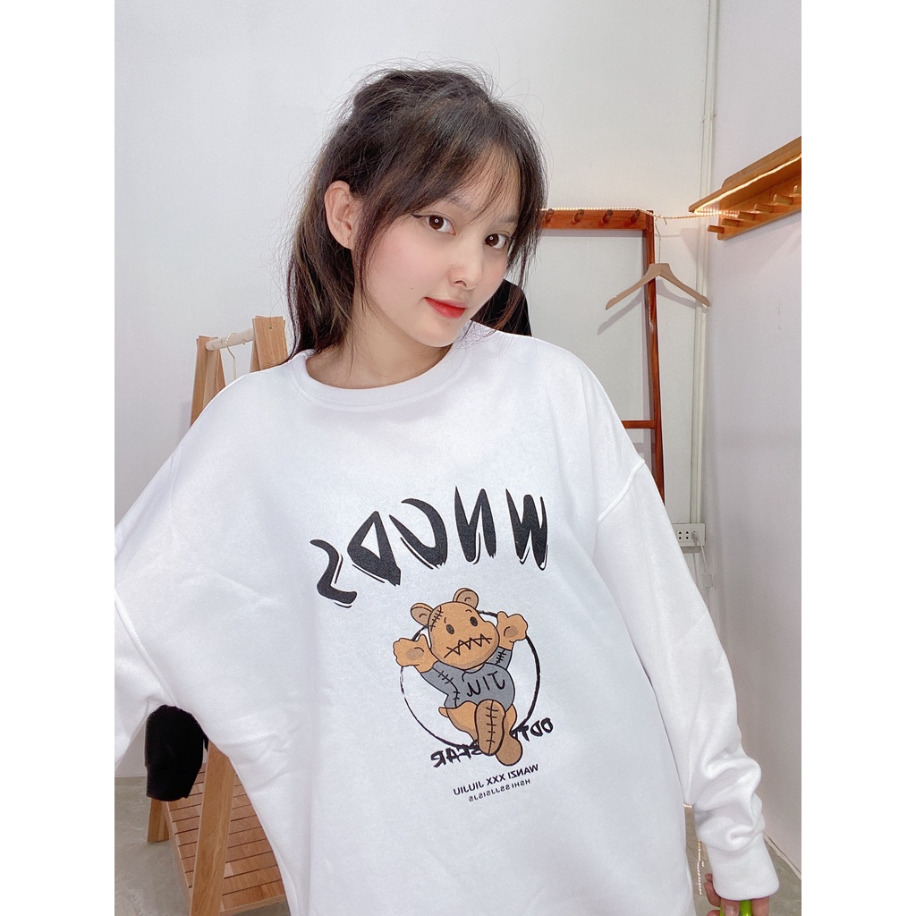 Áo Nỉ Bông Thời Trang UNISEX Họa Tiết Gấu Siêu Ngầu 🐻 / SWEATER FREESIZE 💜 MiQa 💜 #24 | BigBuy360 - bigbuy360.vn