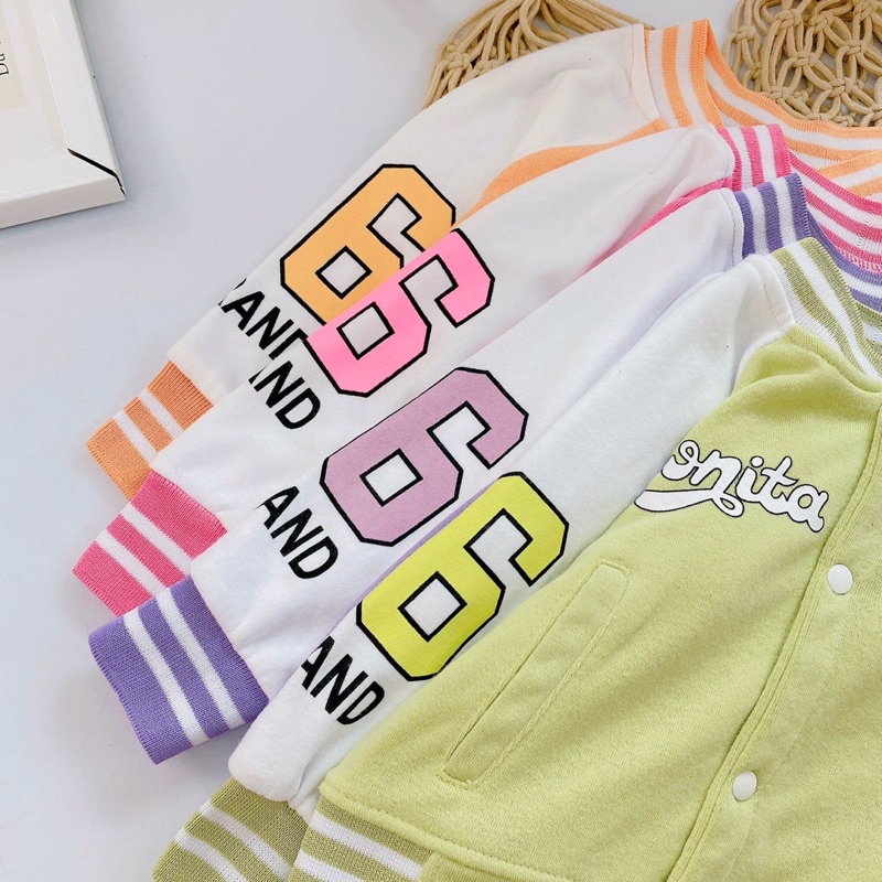 Áo khoác Bomber YQ Chất Nỉ Cotton Cho Bé Trai Bé Gái 9-19kg