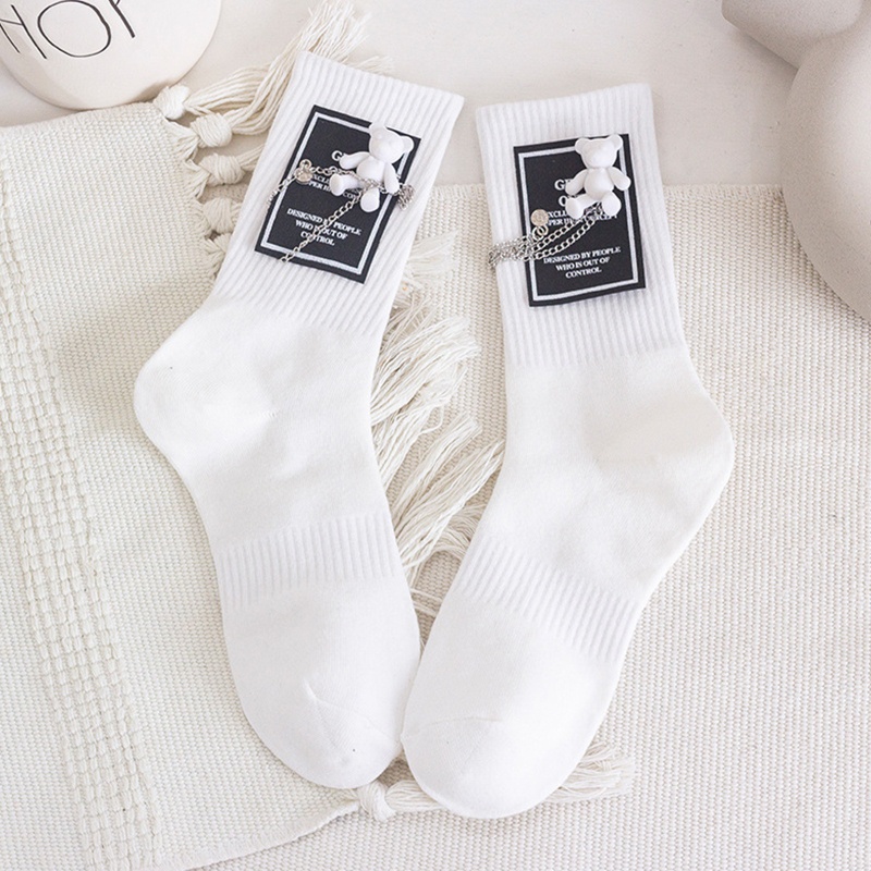 Youyo Vớ Cotton Có Gân Và Dây Xích Kim Loại Hình Gấu Hoạt Hình Phong Cách Harajuku Hip Hop Cho Nam Và Nữ