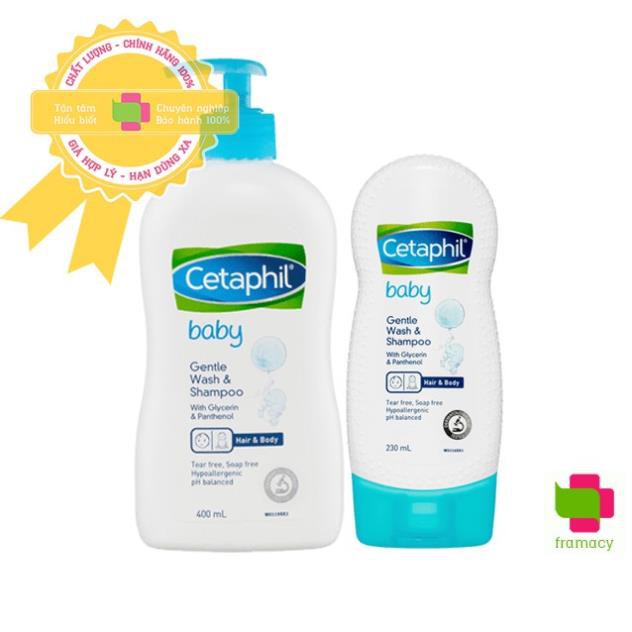 Sữa tắm gội toàn thân 2in1 Cetaphil Baby Wash & Shampoo, Úc (230ml/400ml) cho trẻ từ sơ sinh đến dưới 6 tuổi