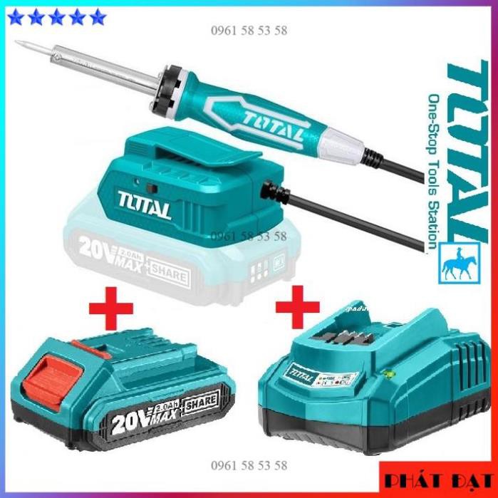 Total Mỏ Hàn Chì 40W Dùng Pin 20V TSILI2001 Có Pin Sạc 20V và Đế Sạc - TĐSG