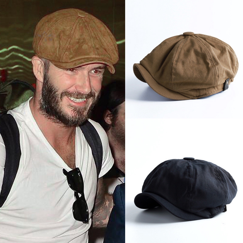 ZX Men Newsboy Cap Herringbone Baker Boy Cabbie Flat Hat Retro Newsboy Cap @VN