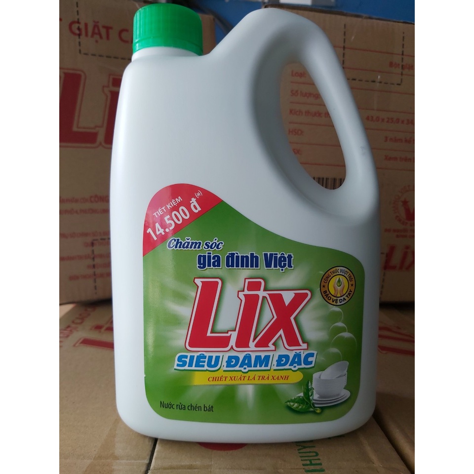 Nước rửa Chén Lix siêu sạch Trà xanh 1,4kg