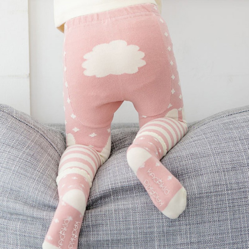 Set quần dài ôm kèm tất bằng cotton họa tiết con vật dễ thương giữ ấm cho bé yêu