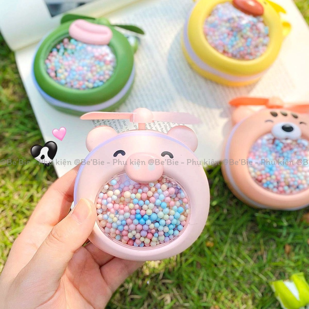 Quạt điện mini có đèn, hạt xốp hình cute BeBie - BP392