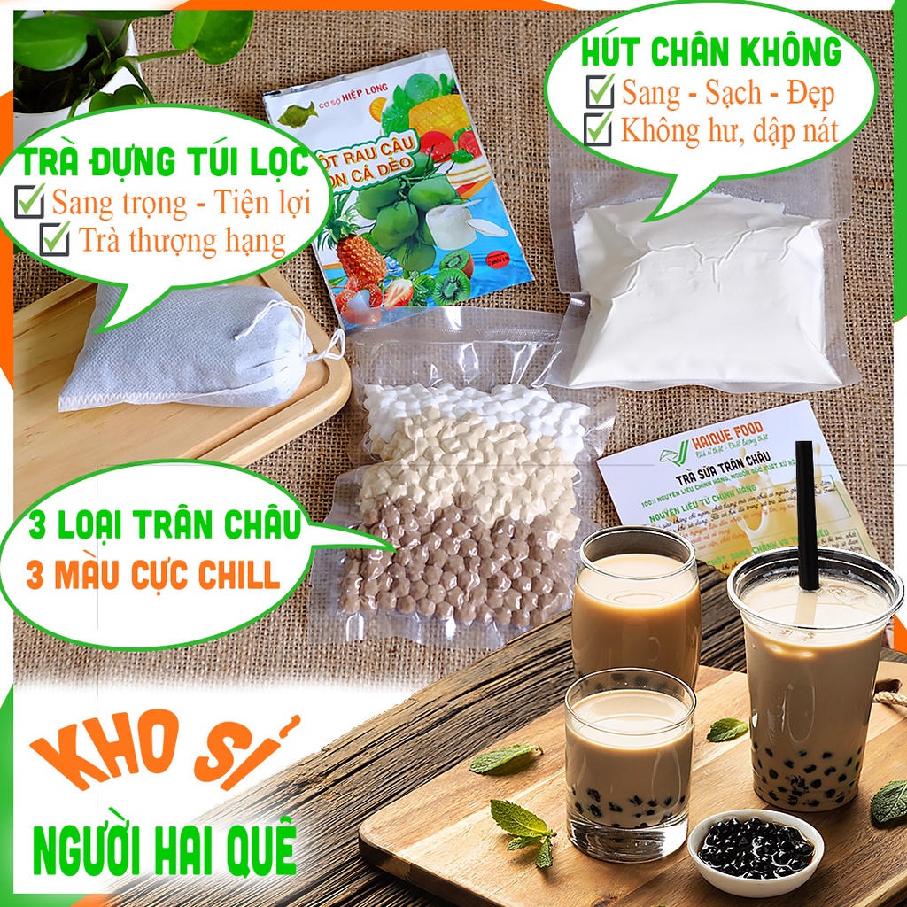 Sỉ trà sữa trân châu vị Phúc Long, Hồng trà, Thái xanh, Thái đỏ | KHO SỈ NGƯỜI HAI QUÊ - HAIQUE FOOD