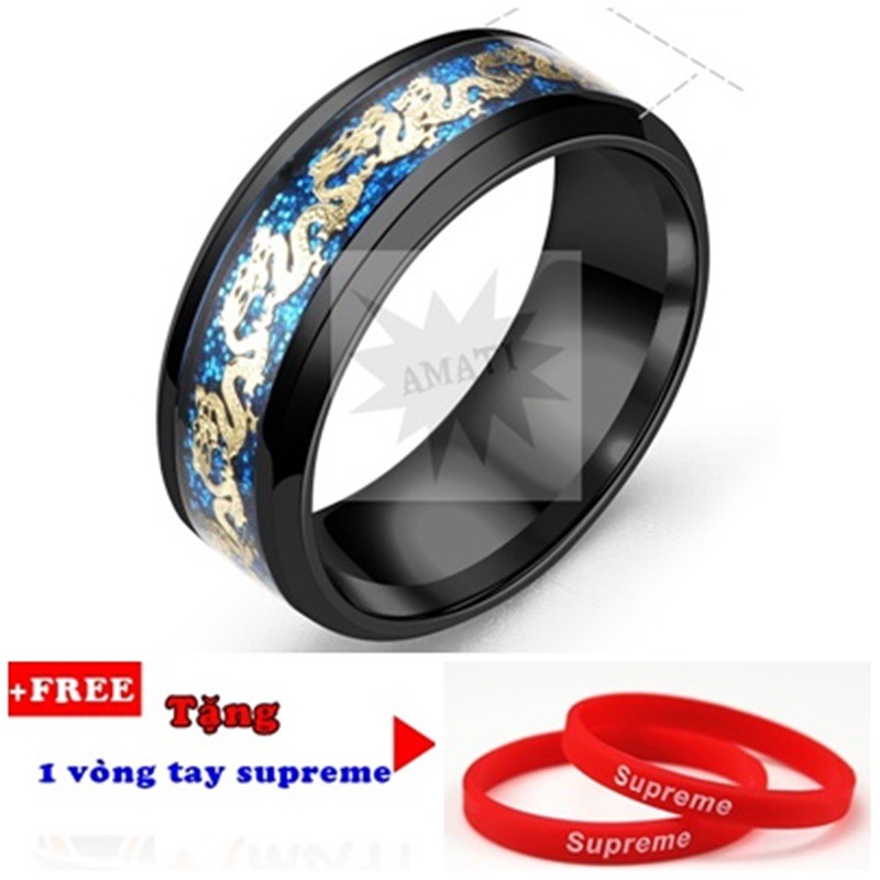 Nhẫn nam dragon chuẩn mực phong cách gtm157 (tặng vòng tay supreme)